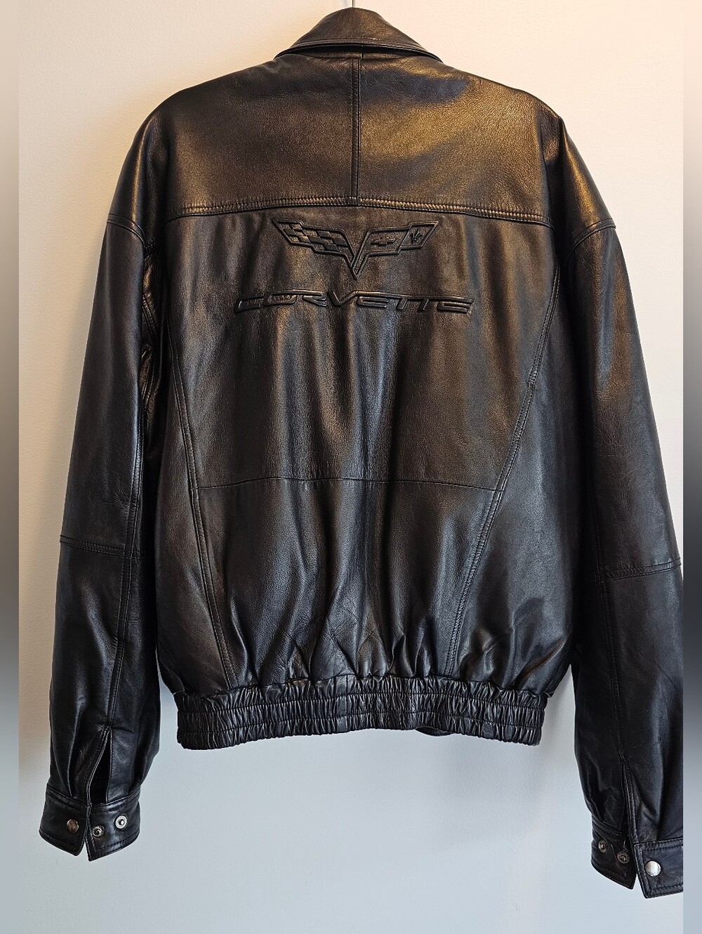 Corvette C6 Men's Black Leather Jacket Sz Xl
